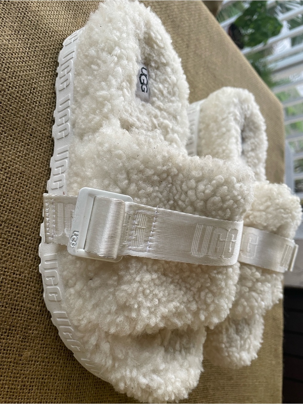UGG Fluffita Slide Sandals in Off-White - Picture 3 of 14
